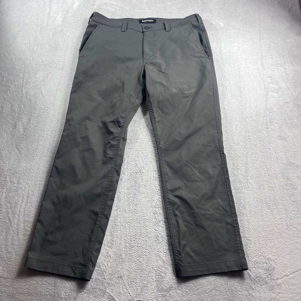 Bluffworks Ascender Regular Fit Chino Pants Mens 32x28 Gray Travel‎ Trousers